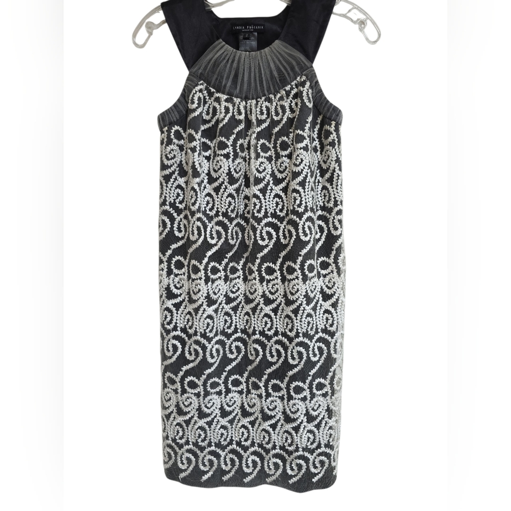 💟💛Lyndia Procanik Black Lace Overlay Cocktail Dress 2